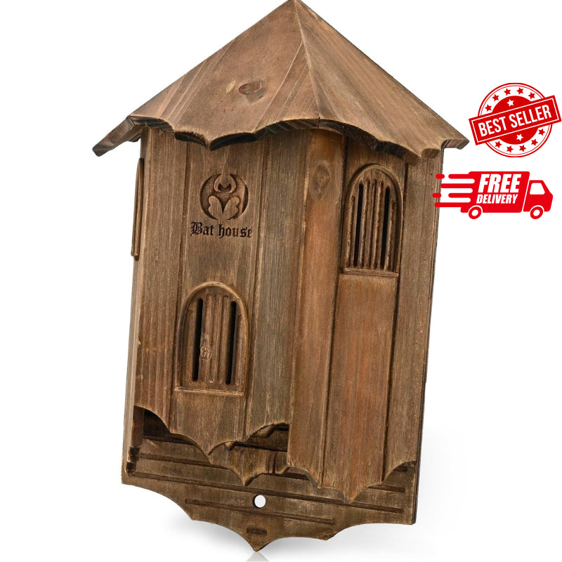 Wooden Castle Bat Houses for outside Bat Box for Outdoors - Large Three Chamber