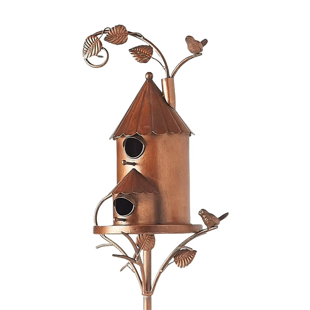 Garden Outdoor Metal Birdhouse Decoration Bird Houses for outside with Pole Bird House Pole for Outdoor Yard Garden Decor