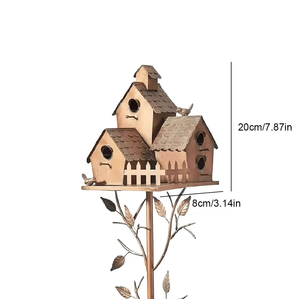 Garden Outdoor Metal Birdhouse Decoration Bird Houses for outside with Pole Bird House Pole for Outdoor Yard Garden Decor