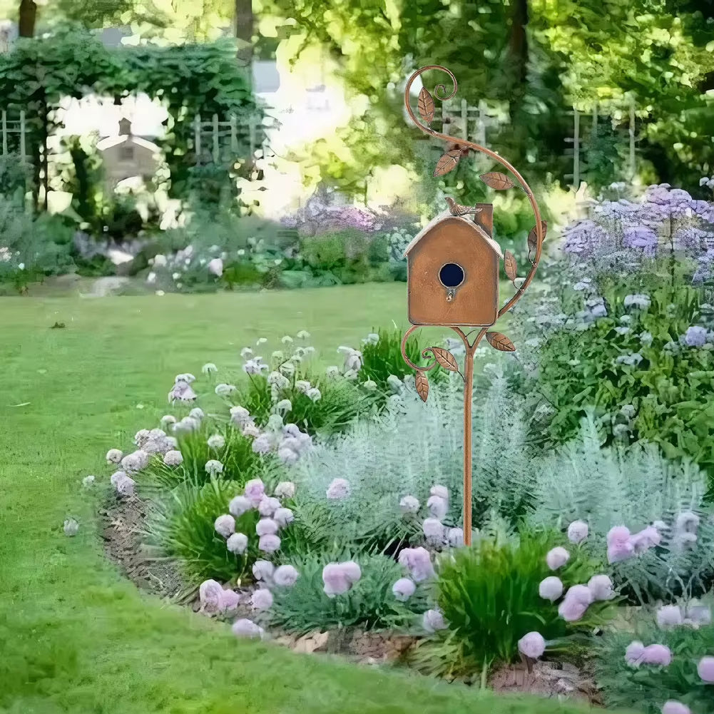 Garden Outdoor Metal Birdhouse Decoration Bird Houses for outside with Pole Bird House Pole for Outdoor Yard Garden Decor