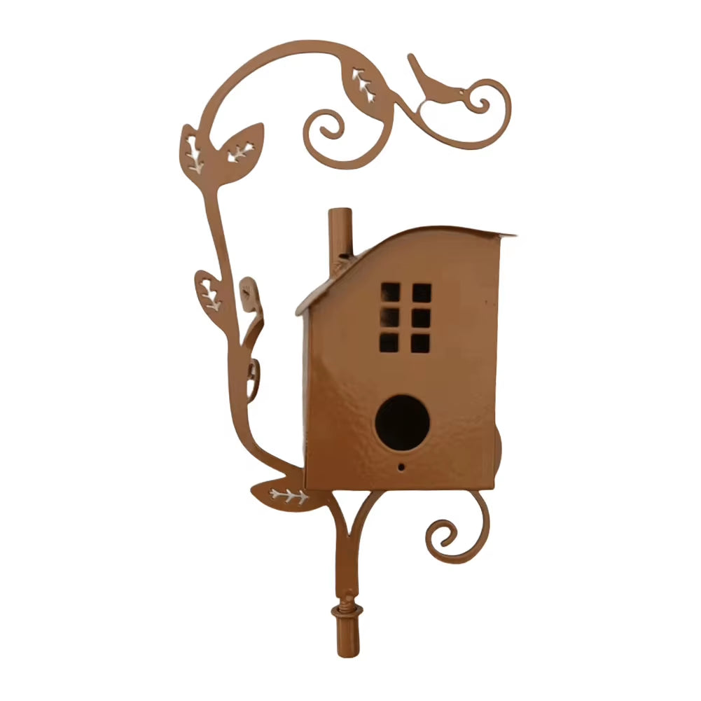 Garden Outdoor Metal Birdhouse Decoration Bird Houses for outside with Pole Bird House Pole for Outdoor Yard Garden Decor