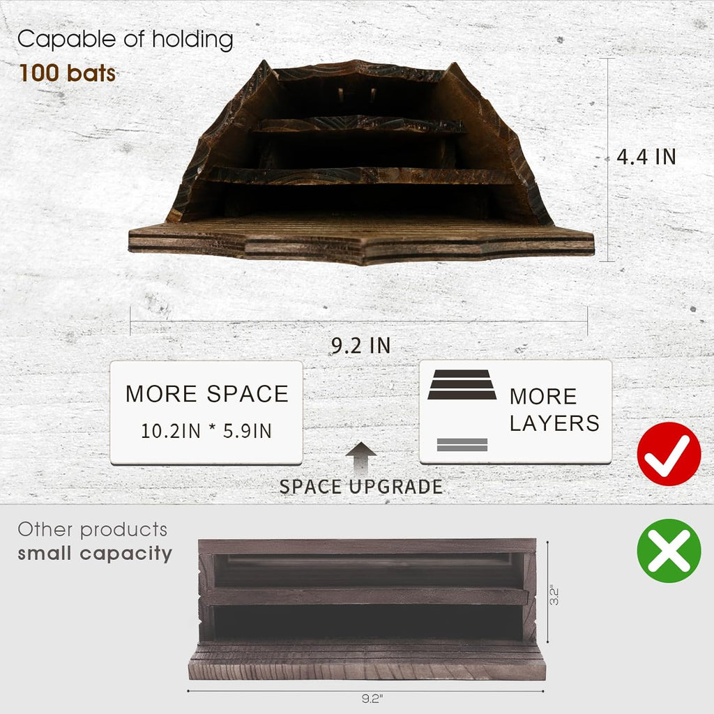 Wooden Castle Bat Houses for outside Bat Box for Outdoors - Large Three Chamber
