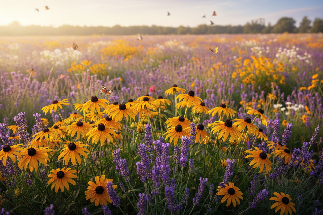 Black-Eyed Susans and Lavender Meadow