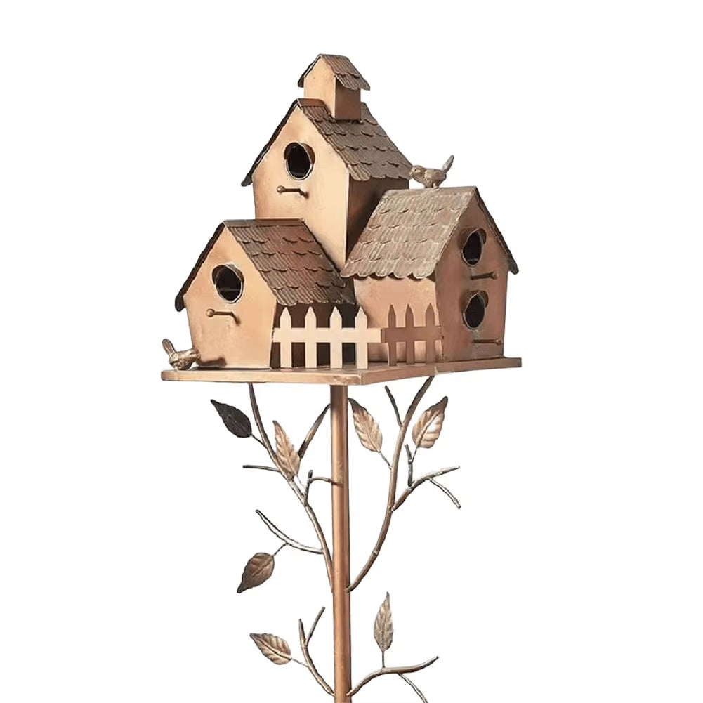 Garden Outdoor Metal Birdhouse Decoration Bird Houses for outside with Pole Bird House Pole for Outdoor Yard Garden Decor
