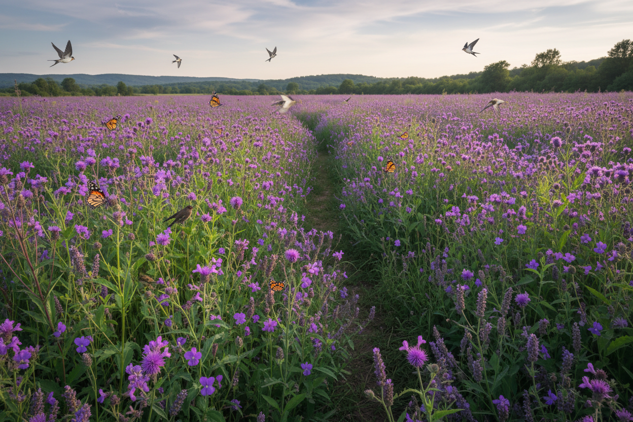 Purple and Green Wildflower Meadow